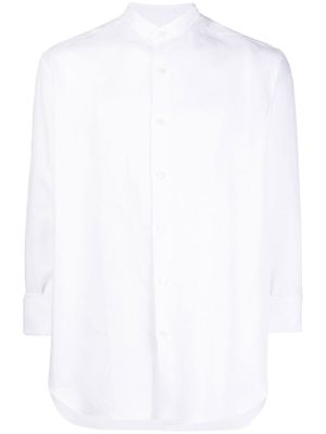 Brioni chemise en lin à col montant - Blanc