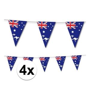 Australie vlaggetjes vlaggenlijn slinger - 4x - 350 cm - papier - landen versiering - Feestartikelen