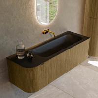 Badmeubel Mondiaz Kurve | 135 cm cm | Meubelkleur Dusk | Wastafelkleur Urban | Solid surface | Wasbak rechter zijde spoelbak | Zonder kraangat(en)