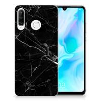 Huawei P30 Lite | TPU | Siliconen hoesje | Marmer Zwart - Origineel Cadeau Vader