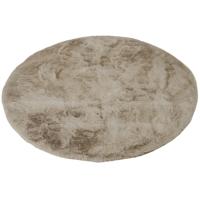 KNUFFEL Pluizig Rond Vloerkleed Licht Taupe - Hoogpolig Taupe Tapijt Extra Zacht