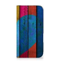 iPhone 16 Book | Wallet Case | Wood Heart - Cadeau voor je Vriend