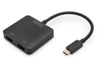 Digitus DS-45338 HDMI / USB-C Adapter [1x USB-C - 2x HDMI-bus] Zwart Geschikt voor HDMI, High Speed HDMI, Zonder laadbus, Ultra HD-HDMI