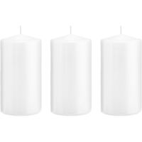 3x Witte woondecoratie kaarsen 8 x 15 cm 69 branduren - thumbnail