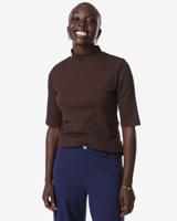 HEMA Dames T-shirt Clara rib bruin (bruin)