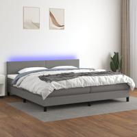 Boxspring met matras en LED stof donkergrijs 200x200 cm