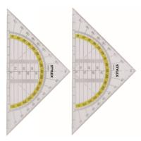 Stylex Geodriehoek - 2x - met liniaal en gradenboog - kunststof - 14 x 9 cm - wiskunde/school