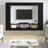 Tv-meubel 152x22x113 cm bewerkt hout zwart - thumbnail