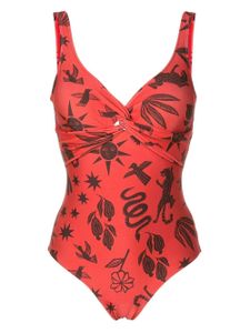 Lygia & Nanny maillot de bain Adriana imprimé à détail torsadé - Marron