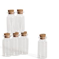 36x Kleine transparante glazen hobby flesjes met kurken dop 10 ml