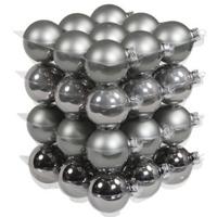 Othmar Decorations Kerstballen - 36x st - titanium grijs tinten - D6 cm - glas   - - thumbnail