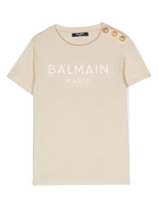 Balmain Kids t-shirt en coton à logo brodé - Tons neutres