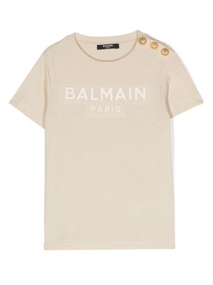 Balmain Kids t-shirt à logo brodé - Tons neutres