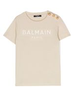 Balmain Kids t-shirt en coton à logo brodé - Tons neutres