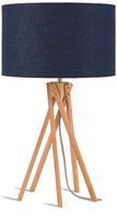 Good&Mojo Tafellamp 'Kilimanjaro' Bamboe en Eco linnen, kleur Denimblauw