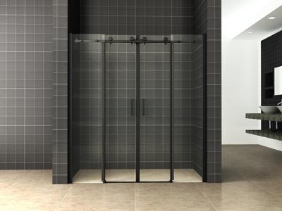 Wiesbaden schuifbare nisdeur 4-d. mat-zwart 1800x2000 chr.8mm NANO