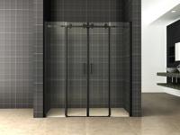 Wiesbaden schuifbare nisdeur 4-d. mat-zwart 1800x2000 chr.8mm NANO