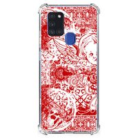 Extreme Case Samsung Galaxy A21s Angel Skull Rood