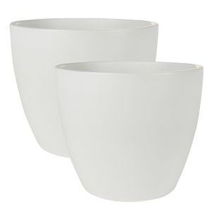 2x stuks plantenpot/bloempot in een strakke Scandinavische look wit Dia 33 cm en Hoogte 28 cm