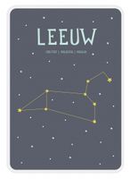 Milestone poster sterrenbeeld Leeuw (NL) A4 formaat papier donkerblauw/wit - thumbnail