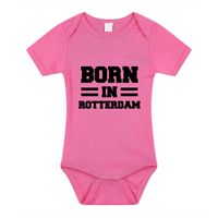 Born in Rotterdam kraamcadeau rompertje roze meisjes 92 (18-24 maanden)  - - thumbnail