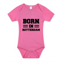 Born in Rotterdam kraamcadeau rompertje roze meisjes - thumbnail