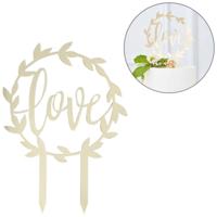 Ginger Ray taarttopper love goudkleurig 19 cm | 20 stuks