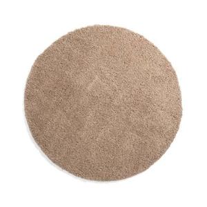 Tapeso Rond hoogpolig vloerkleed shaggy Grand effen - beige - 120 cm