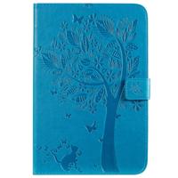 Voor iPad mini 2019 & 4 & 3 & 2 & 1 gedrukt afdrukken kat en boom patroon horizontale Flip lederen draagtas met houder & kaartsleuven & portemonnee (b