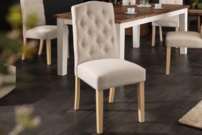 Elegante stoel CASTLE beige met Chesterfield stiksels in landelijke stijl - 40070