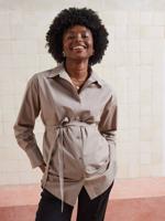 Tuniekblouse voor zwangerschap en borstvoeding van biologisch katoen* taupe