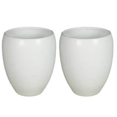 Floran Plantenpot - 2x - wit - mat - keramiek - 23.5 x 20 cm