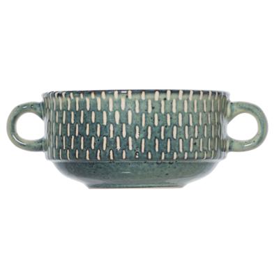 Kommetjes/schaaltjes voor dessert/soep/ontbijt - Keramiek - D11 x 6 cm - groen print Kommetjes/schaaltjes voor dessert/soep/ontbijt - Keramiek - D11 x 6 cm - groen print