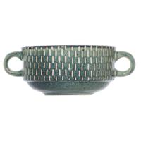 Kommetjes/schaaltjes voor dessert/soep/ontbijt - Keramiek - D11 x 6 cm - groen print