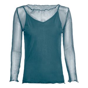 Transparante shirt van bio-zijde, smaragd Maat: 40/42