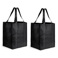 2x Boodschappen tas/shopper zwart 38 cm - thumbnail