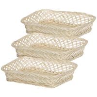 Broodmand rechthoekig - 3x - 22 x 30 x 6 cm - mandje rotan/riet