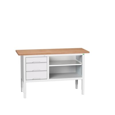 Bott Verso Verstelbare Werkbank | 1500x600x830-930mm | 3 Laden | 1 Schap | Multiplex | RAL 7035 - 16923012.16