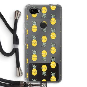 Ananas: Pixel 3a Transparant Hoesje met koord