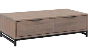 Goossens Salontafel Max rechthoekig, hout eiken blank, urban industrieel, 125 x 37 x 65 cm