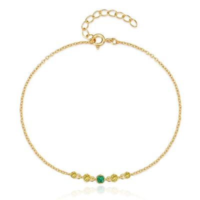 Elenza Goudenkleurige Armband met Groene en Gele Zirkonia - Elegantie voor Dames