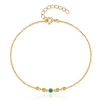 Elenza Goudenkleurige Armband met Groene en Gele Zirkonia - Elegantie voor Dames