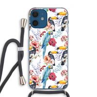 Bloemen tukan: iPhone 12 Transparant Hoesje met koord