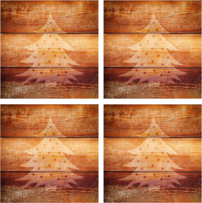 Onderzetters met texturen Kerstboom op houten structuur