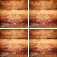 Onderzetters met texturen Kerstboom op houten structuur