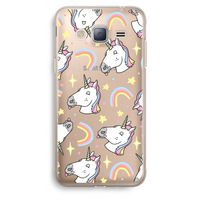 Rainbow Unicorn: Samsung Galaxy J3 (2016) Transparant Hoesje Rainbow Unicorn: Samsung Galaxy J3 (2016) Transparant Hoesje
