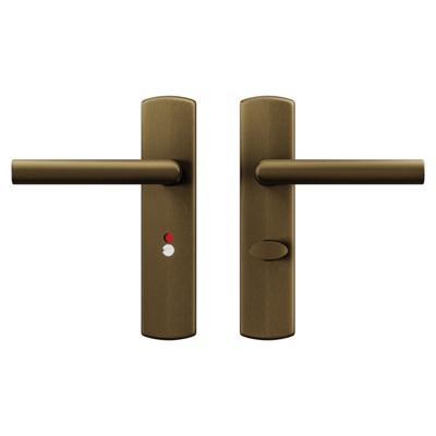 AXA AXA Curve klik deurkruk Milan op schild WC-/badkamersluiting 63/8 mm - aluminium/brons
