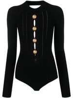 Balmain body en maille à détail de boutonnière - Noir Balmain body en maille à détail de boutonnière - Noir