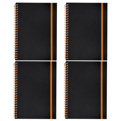 Notitieboekje Bilbo - 4x - A5 formaat - zwart / oranje - 14 x 21 cm ? flexibele kaft ? lijntjes schr