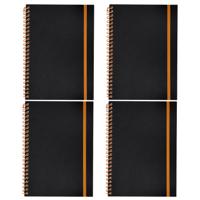 Notitieboekje Bilbo - 4x - A5 formaat - zwart / oranje - 14 x 21 cm ? flexibele kaft ? lijntjes schr